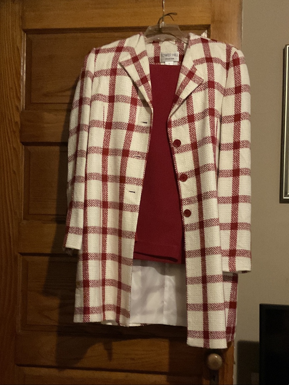 Tower Hill Red & White Plaid Blazer Coat
